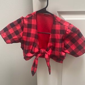 Silk crop top. And stretchy. Checkered pattern Perfect for Halloween
